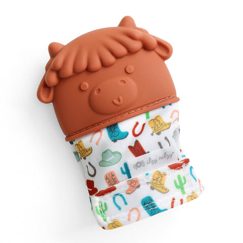 Itzy Silicone Teething Mitt™ - Highland Cow