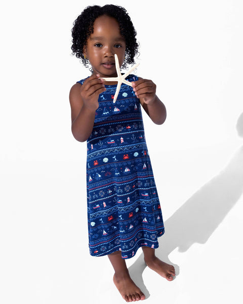 Girls' Sleeveless Bamboo Dress/Nightgown - Sail Away Fair Isle