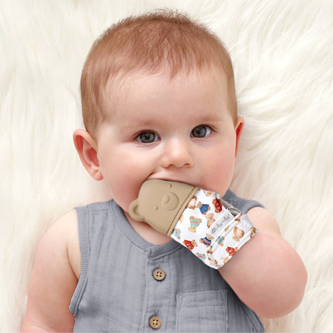 Itzy Silicone Teething Mitt™ - Vintage Bear
