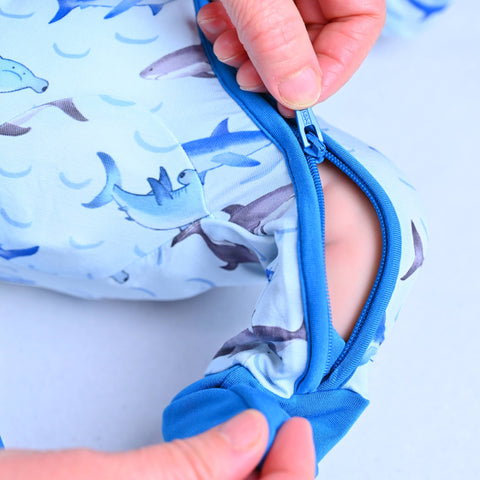 Bamboo Baby Convertible Zipper Pajama Sharks