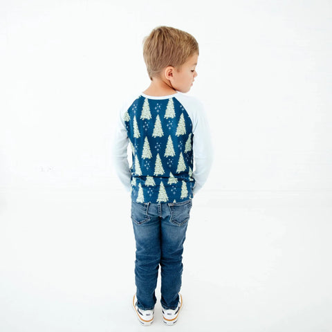 Long Sleeve Raglan Bamboo Shirt - Navy Spruced