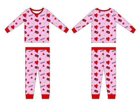 Valentine's Day Love Letters Bamboo Pajama Set for Kids