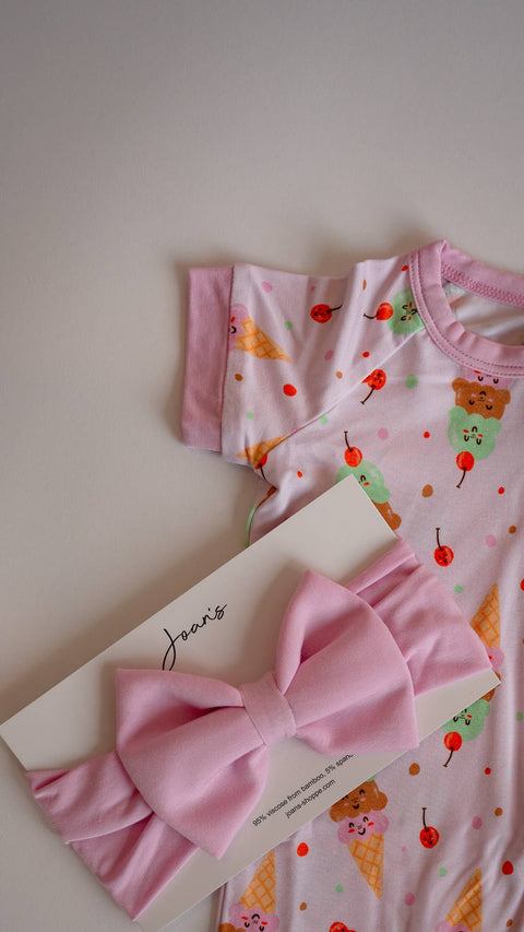Ice Cream Pink Baby Bow
