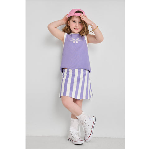 Purple Striped Terry Skort