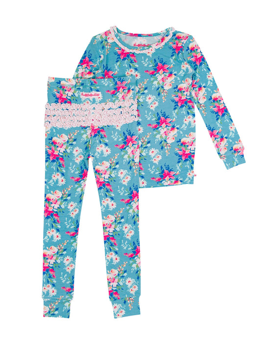 Fancy Me Floral Bamboo Ruffle Pajama Set - RuffleButts + RuggedButts