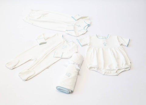 Blue Cross Embroidered Infant Gown