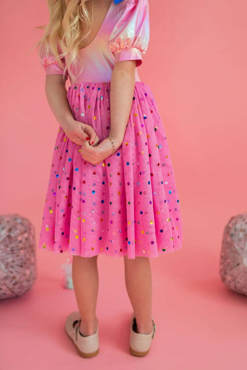 Diana Dress - Pink Confetti Lamé