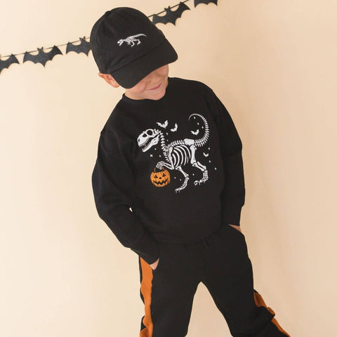 Dinosaur Skeleton Patch Halloween Baseball Hat for Kids