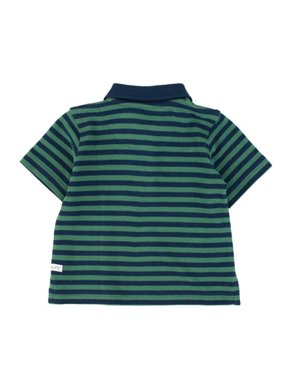 Fir Green & Navy Stripe Polo Shirt - RuffleButts + RuggedButts