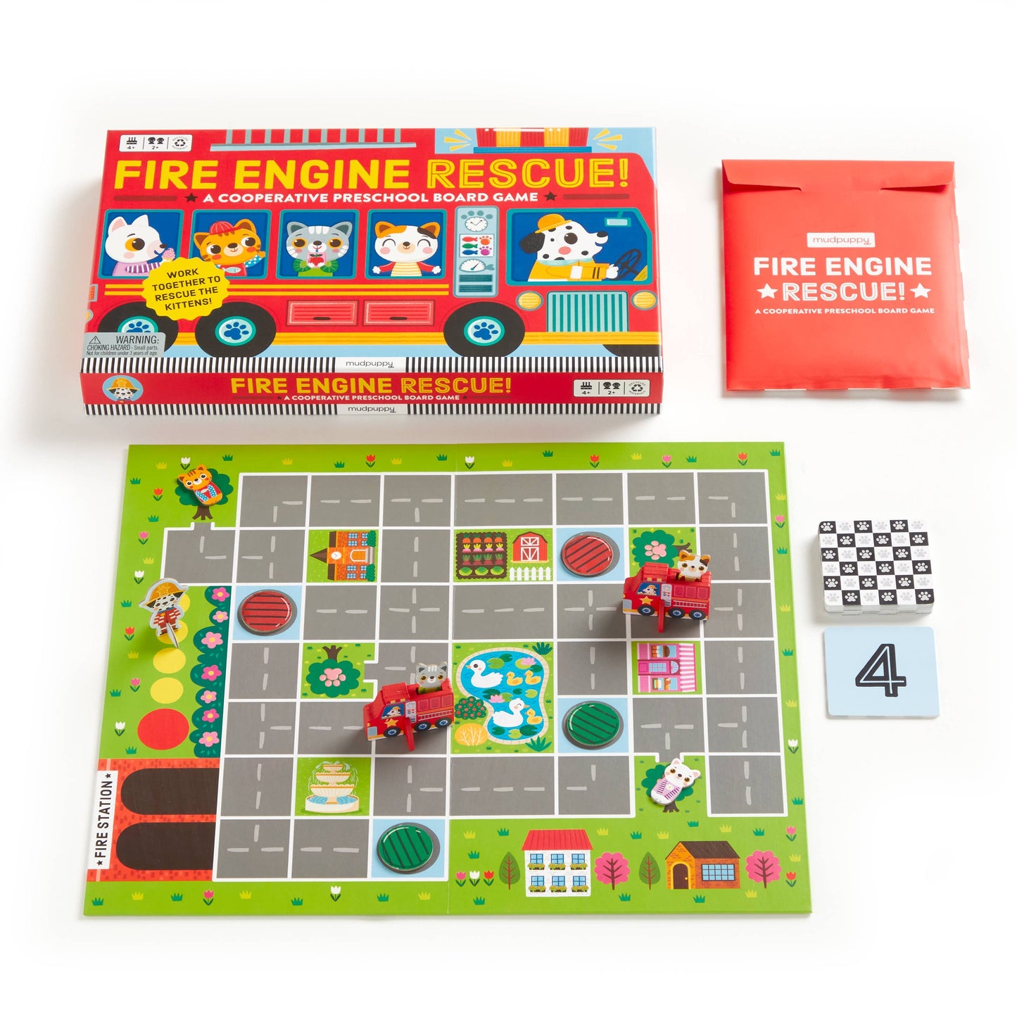 Fire Engine Rescue! Cooperative Board Game - Mudpuppy