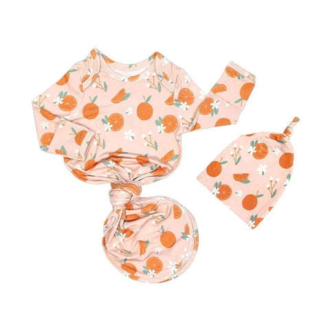 Freshly Squeezed Oranges Bamboo Knotted Gown - Emerson and Friends