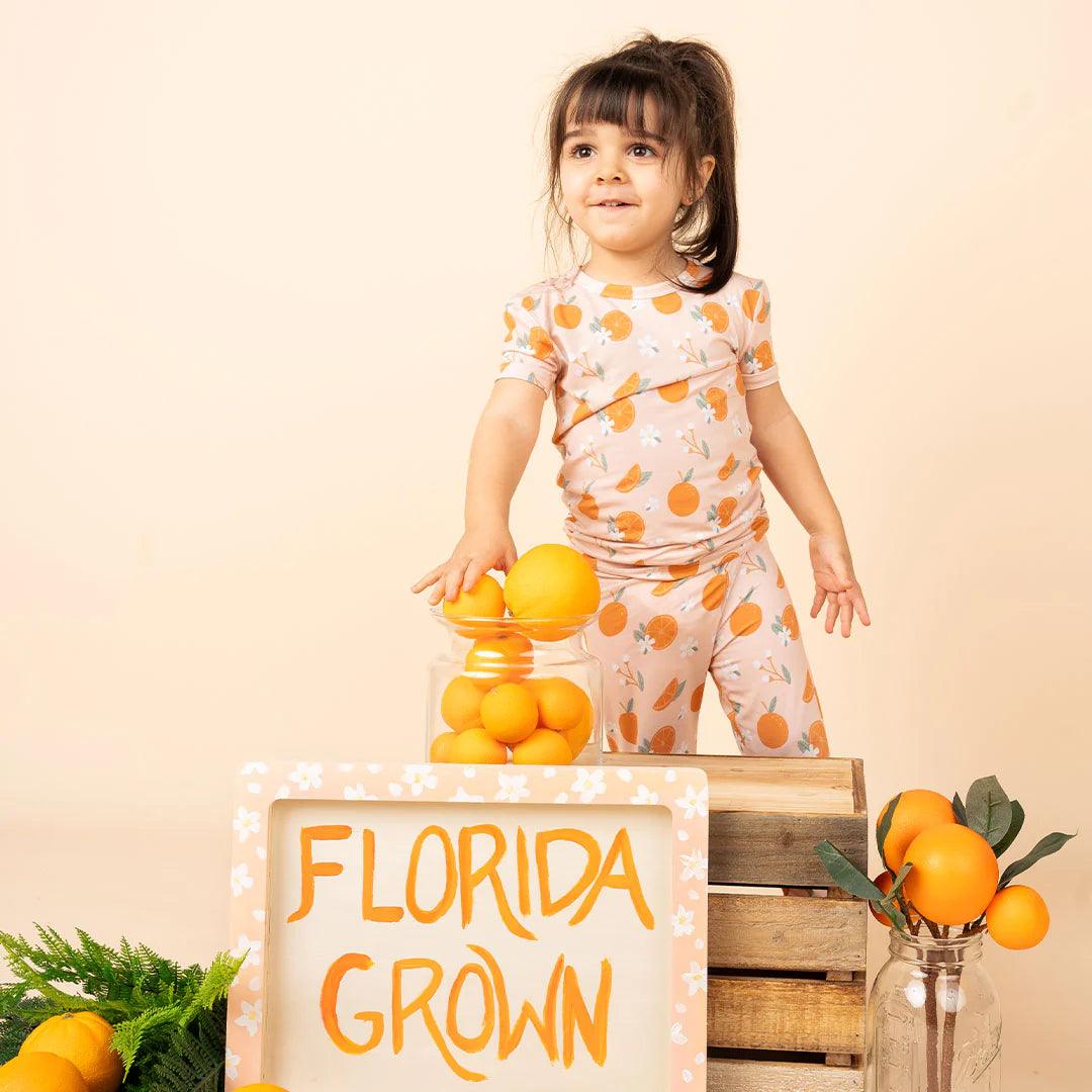 Freshly Squeezed Oranges Kids Bamboo Pajama Set - Emerson and Friends