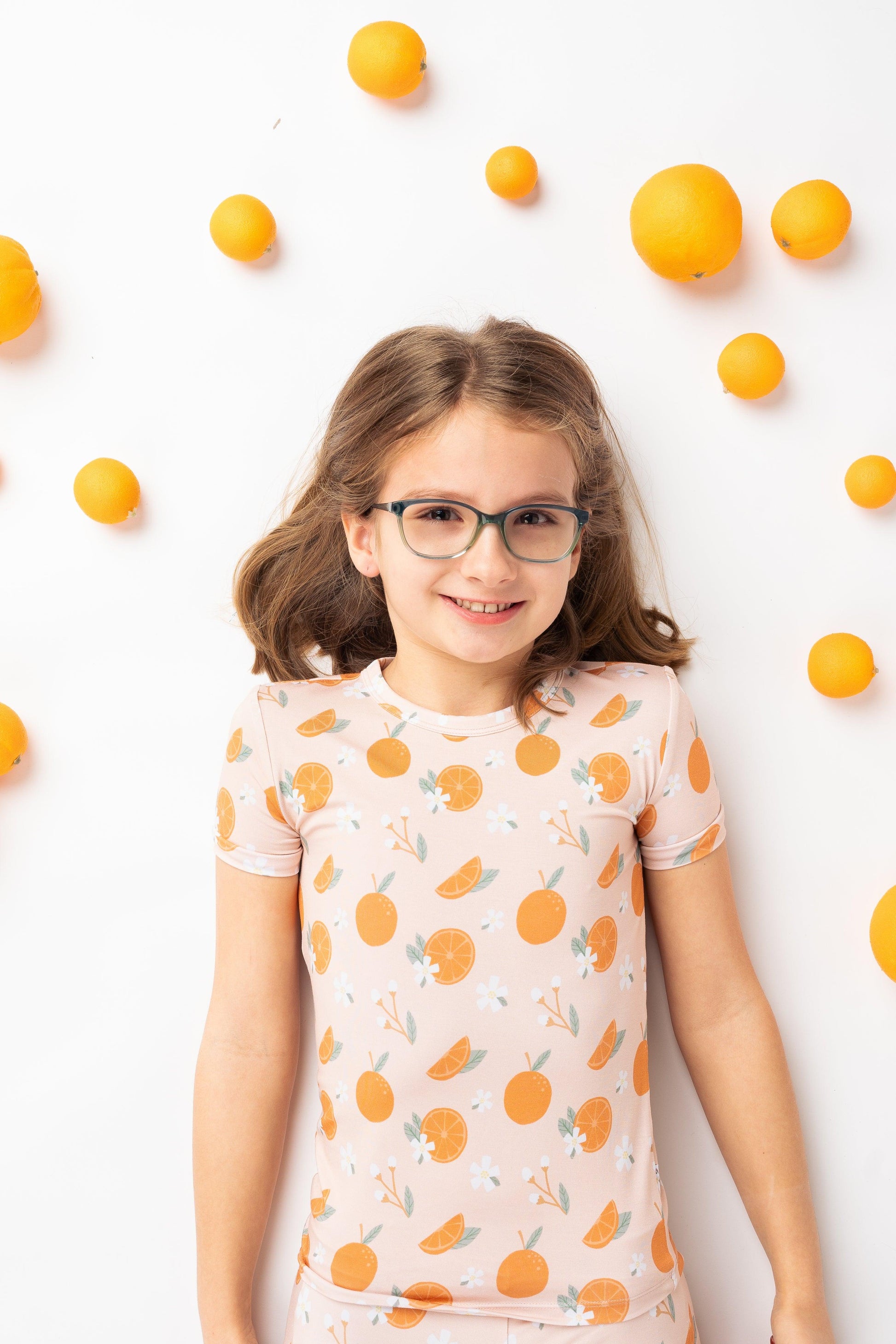 Freshly Squeezed Oranges Kids Bamboo Pajama Set - Emerson and Friends