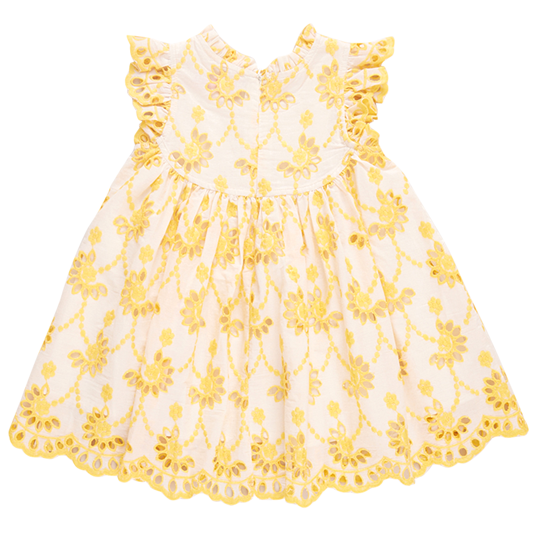 Girls Brooke Dress - Bright Yellow Eyelet