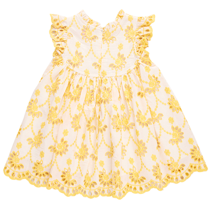 Girls Brooke Dress - Bright Yellow Eyelet