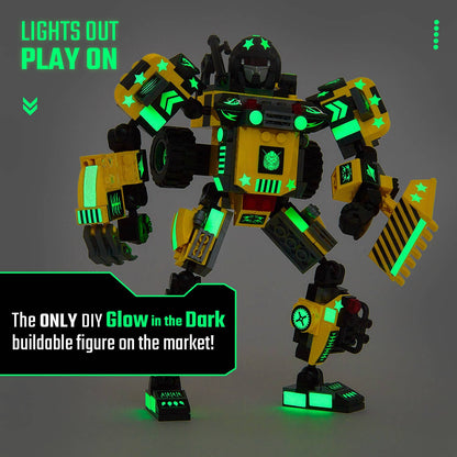 Glow in the Dark Build Your Robot Kit (Yellow) - JitteryGit