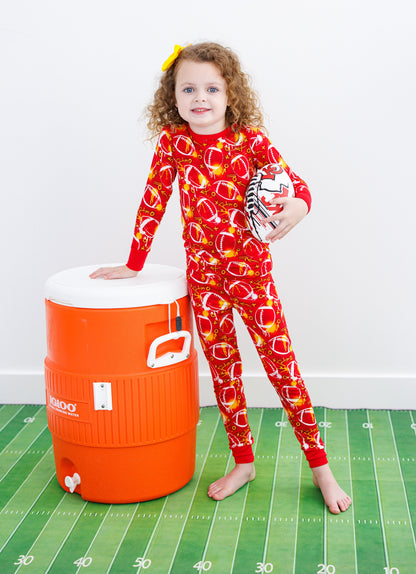 Graffiti Football 2-Piece Pajamas (Red/Yellow/Gold) - Birdie Bean