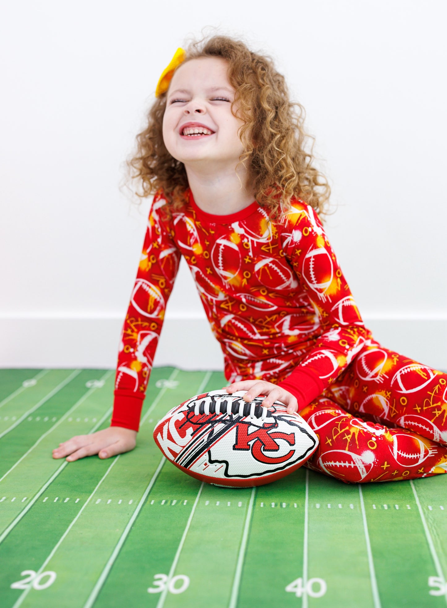 Graffiti Football 2-Piece Pajamas (Red/Yellow/Gold) - Birdie Bean