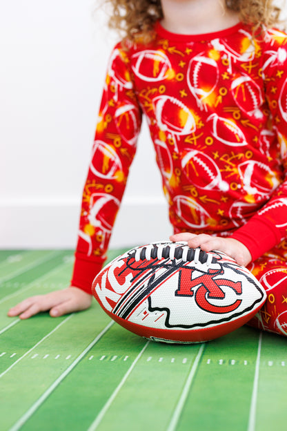 Graffiti Football 2-Piece Pajamas (Red/Yellow/Gold) - Birdie Bean