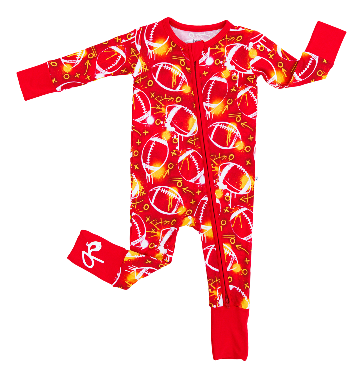 Graffiti Football Convertible Romper (Red/Yellow/Gold) - Birdie Bean