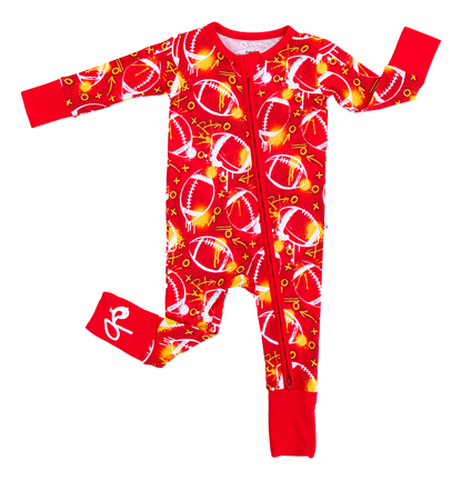 Graffiti Football Convertible Romper (Red/Yellow/Gold) - Birdie Bean