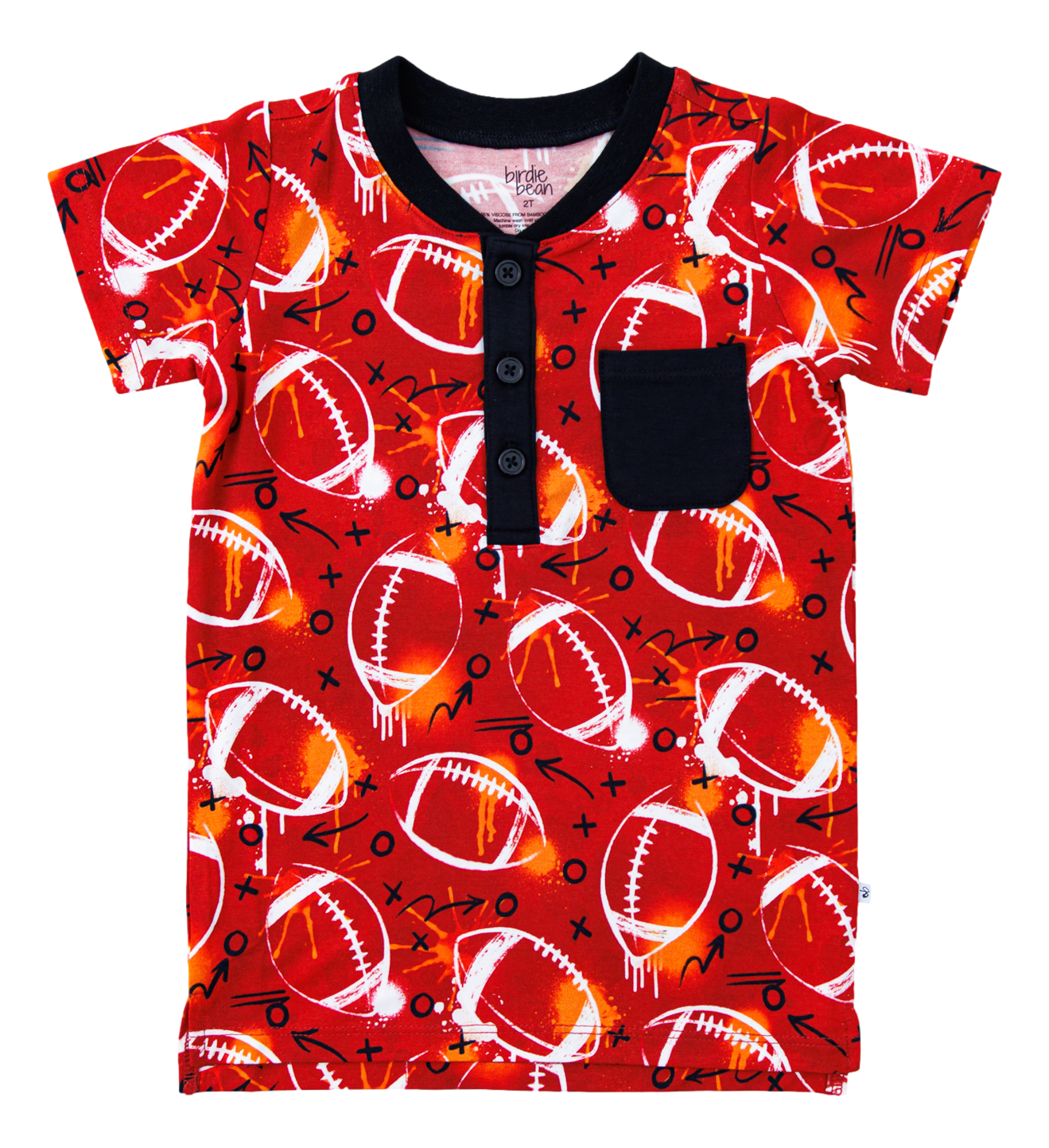 Graffiti Football Henley T-Shirt (Red/Orange) - Birdie Bean