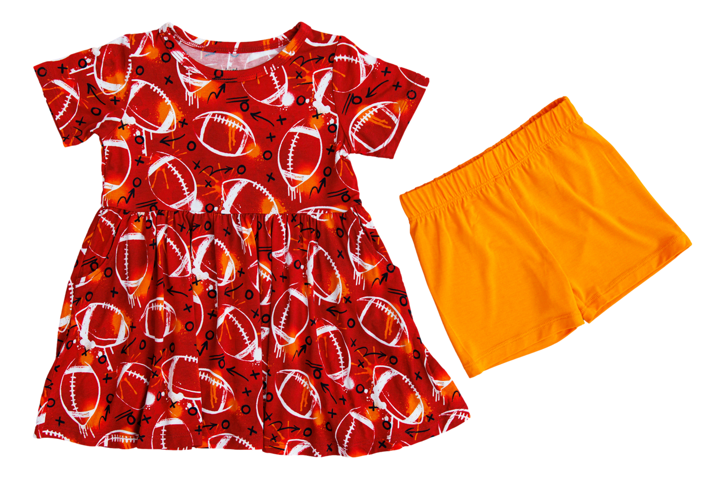 Graffiti Football Peplum Set (Red/Orange) - Birdie Bean