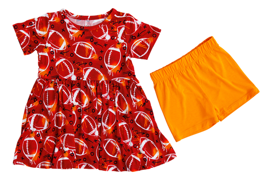 Graffiti Football Peplum Set (Red/Orange) - Birdie Bean