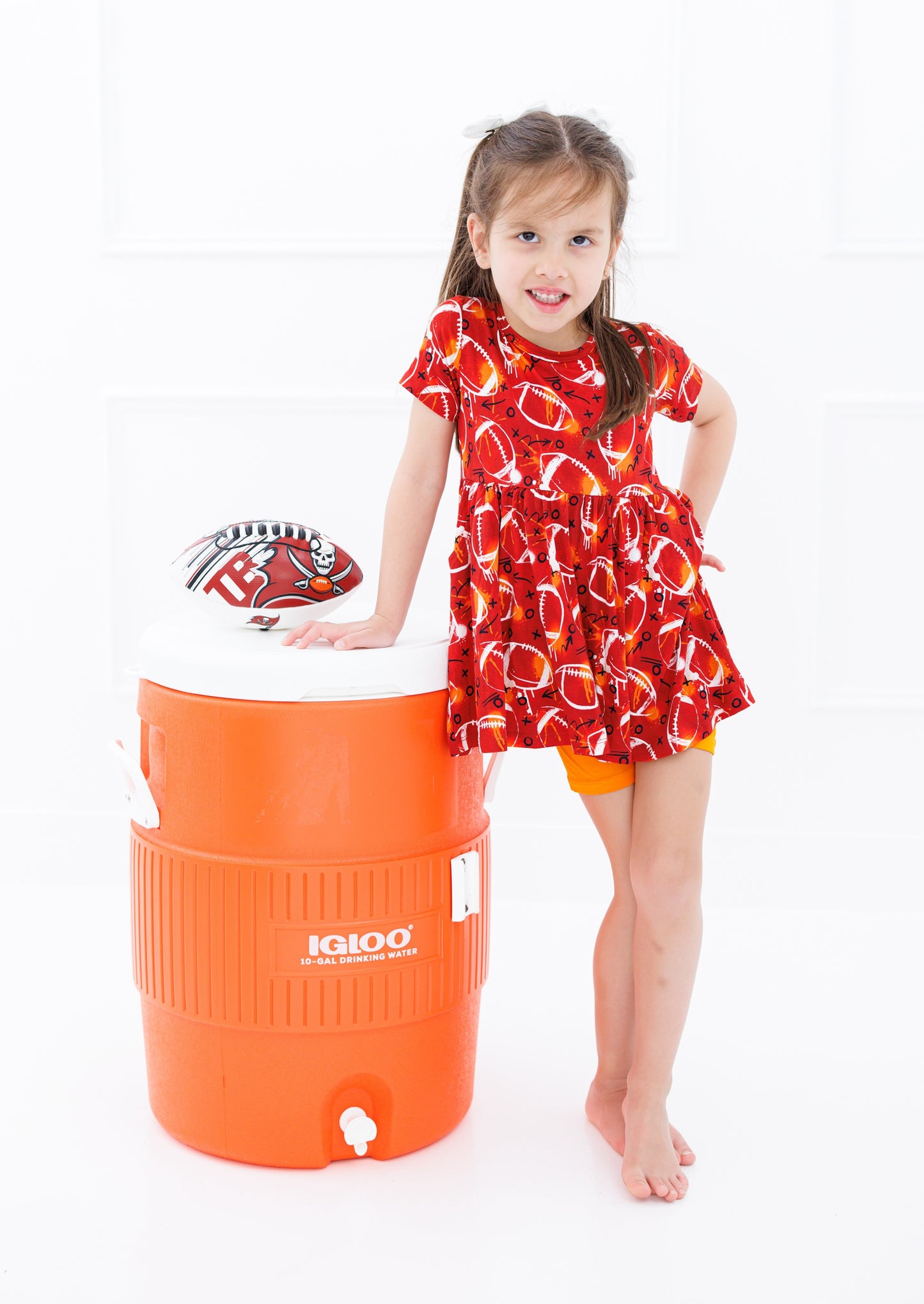 Graffiti Football Peplum Set (Red/Orange) - Birdie Bean