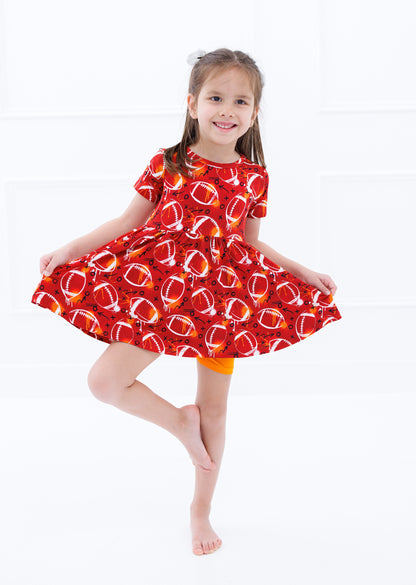 Graffiti Football Peplum Set (Red/Orange) - Birdie Bean