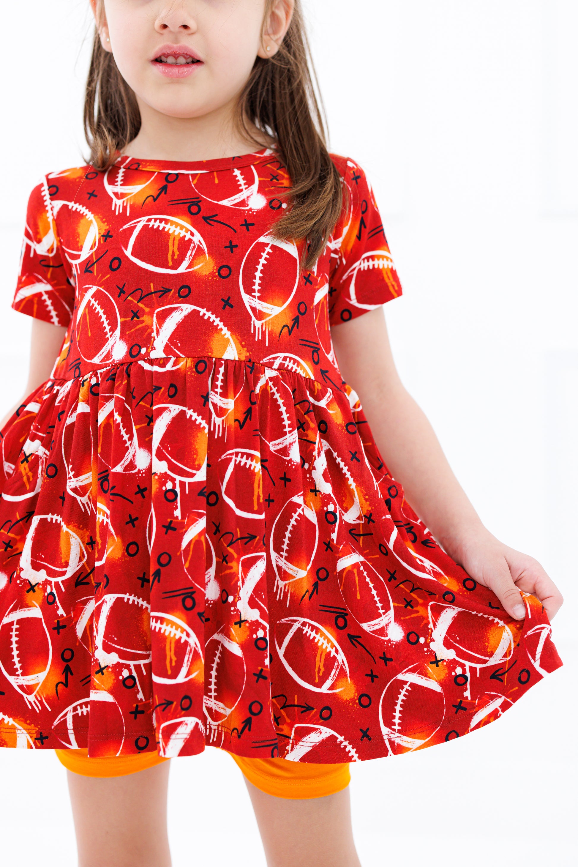 Graffiti Football Peplum Set (Red/Orange) - Birdie Bean