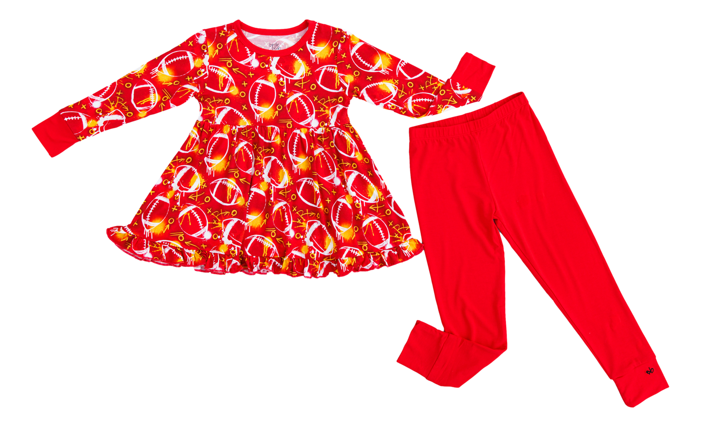 Graffiti Football Peplum Set (Red/Yellow/Gold) - Birdie Bean