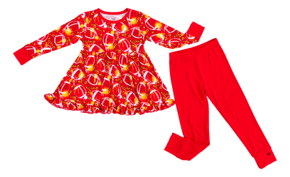 Graffiti Football Peplum Set (Red/Yellow/Gold) - Birdie Bean