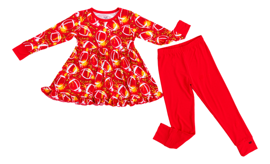 Graffiti Football Peplum Set (Red/Yellow/Gold) - Birdie Bean