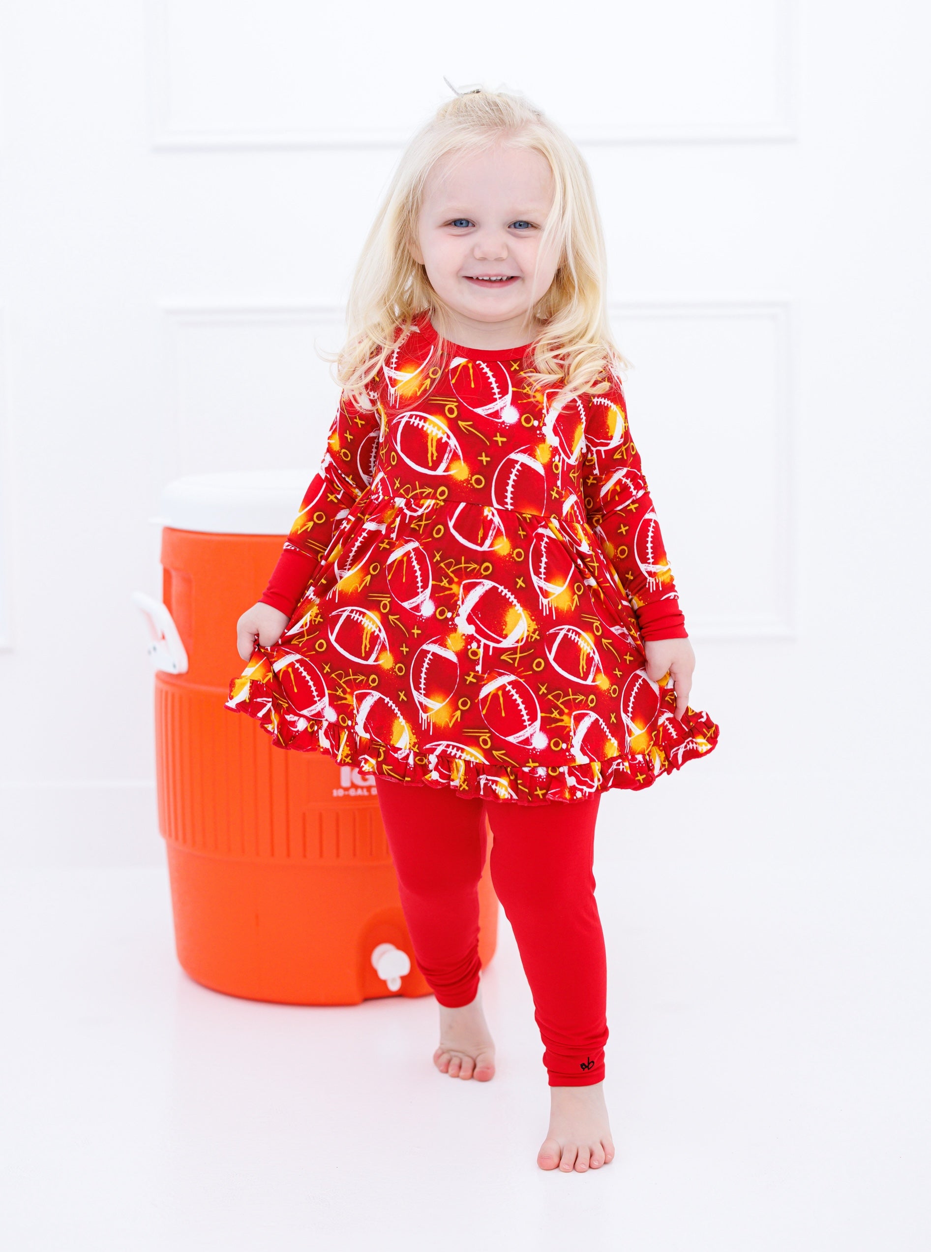 Graffiti Football Peplum Set (Red/Yellow/Gold) - Birdie Bean