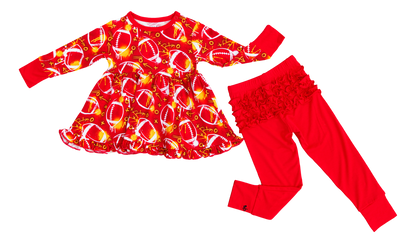 Graffiti Football Peplum Set (Red/Yellow/Gold) - Birdie Bean