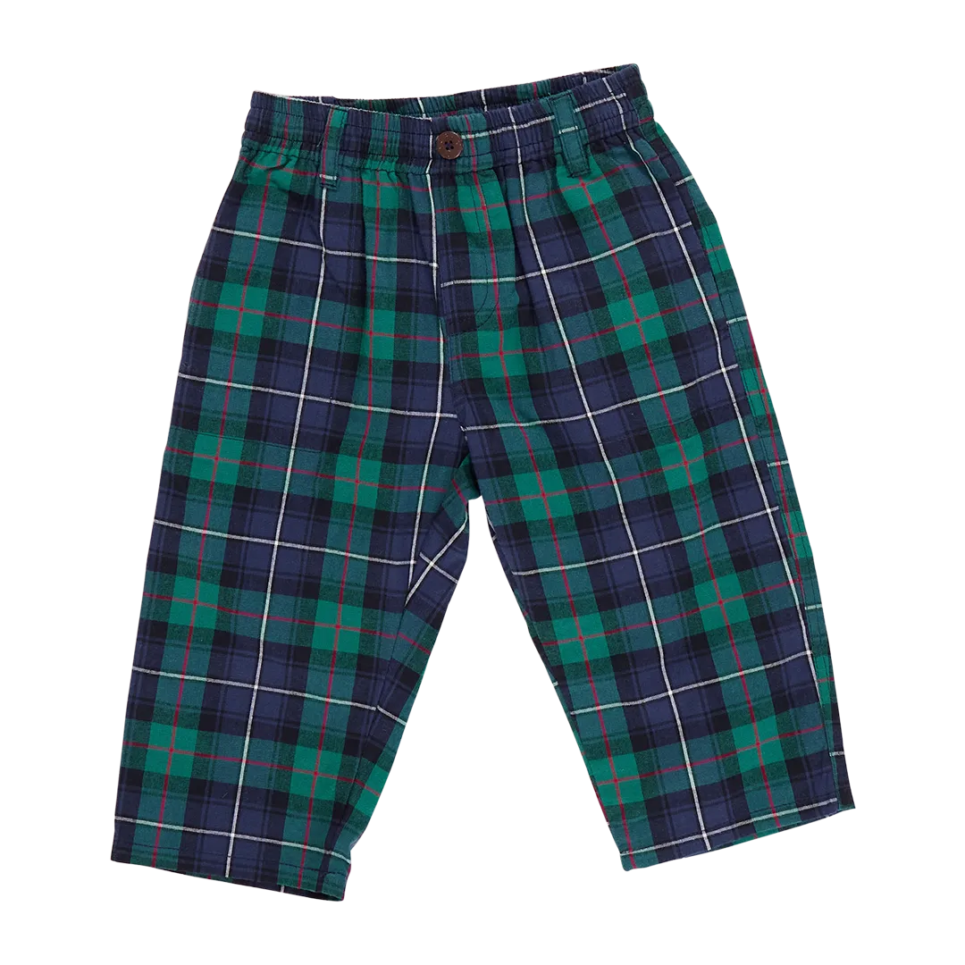 Green Tartan Baby Boys Jackson Pant - Pink Chicken