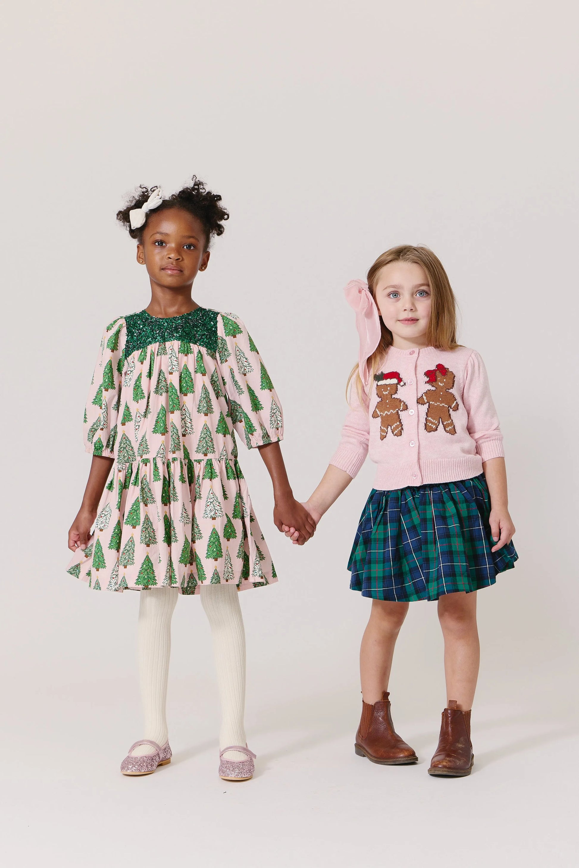 Green Tartan Girls Gianna Skirt - Pink Chicken