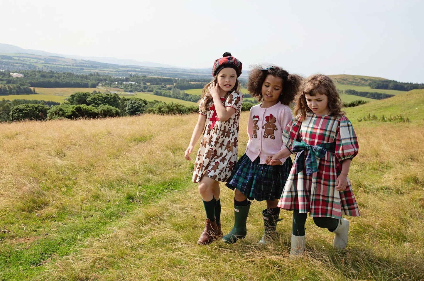 Green Tartan Girls Gianna Skirt - Pink Chicken