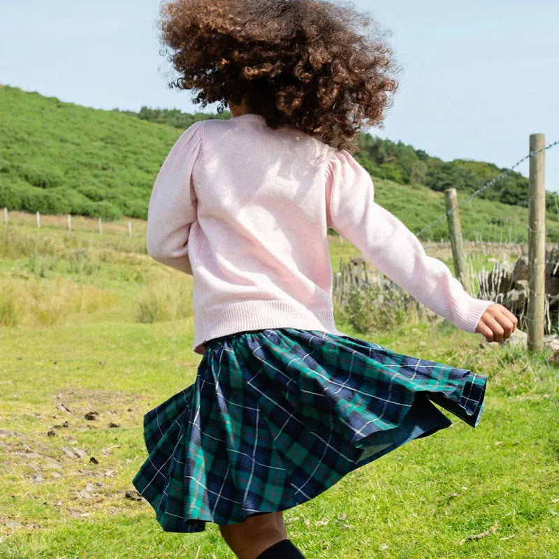 Green Tartan Girls Gianna Skirt - Pink Chicken