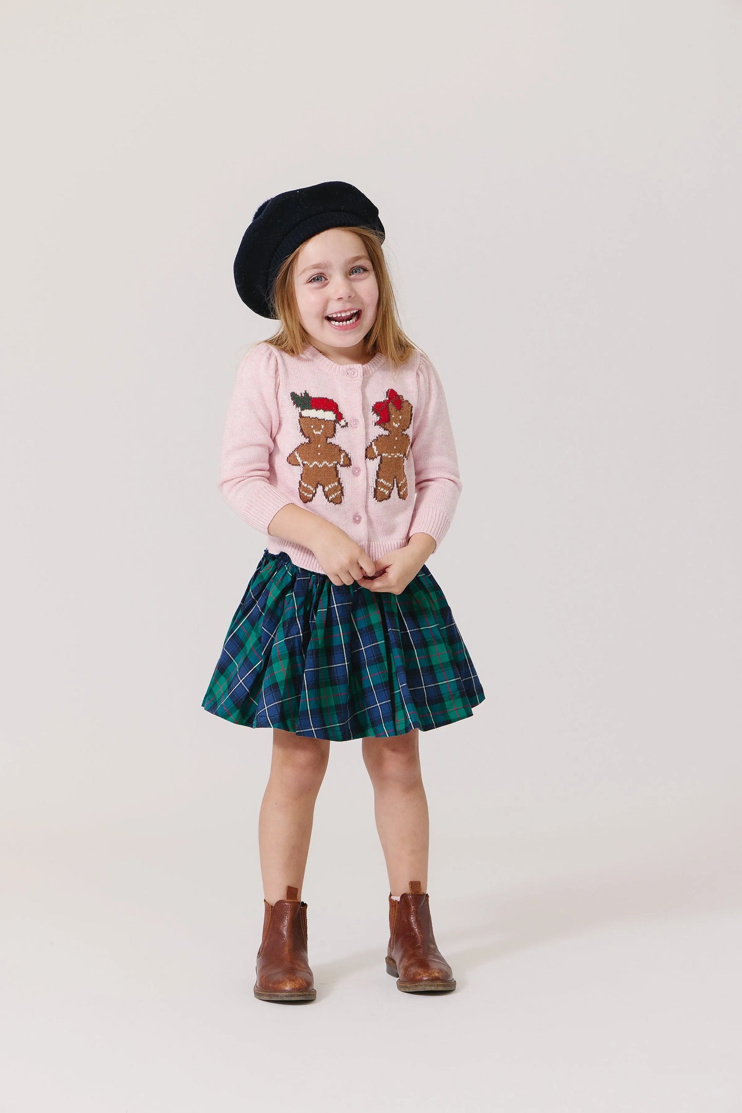 Green Tartan Girls Gianna Skirt - Pink Chicken