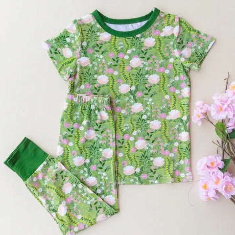 Bamboo Pajama Set - Green Floral