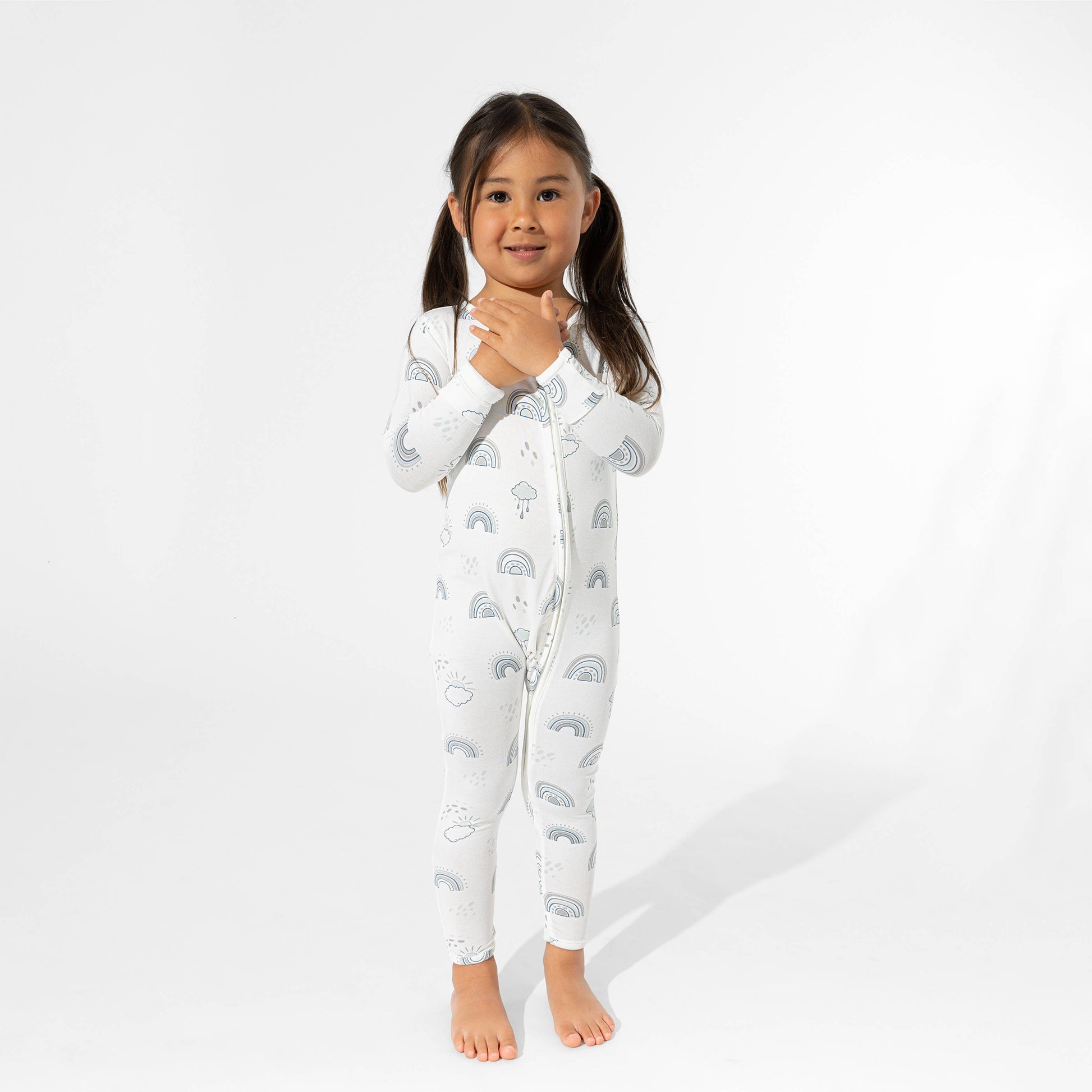 Grey Rainbow Bamboo Convertible Footie Pajama - Bellabu Bear