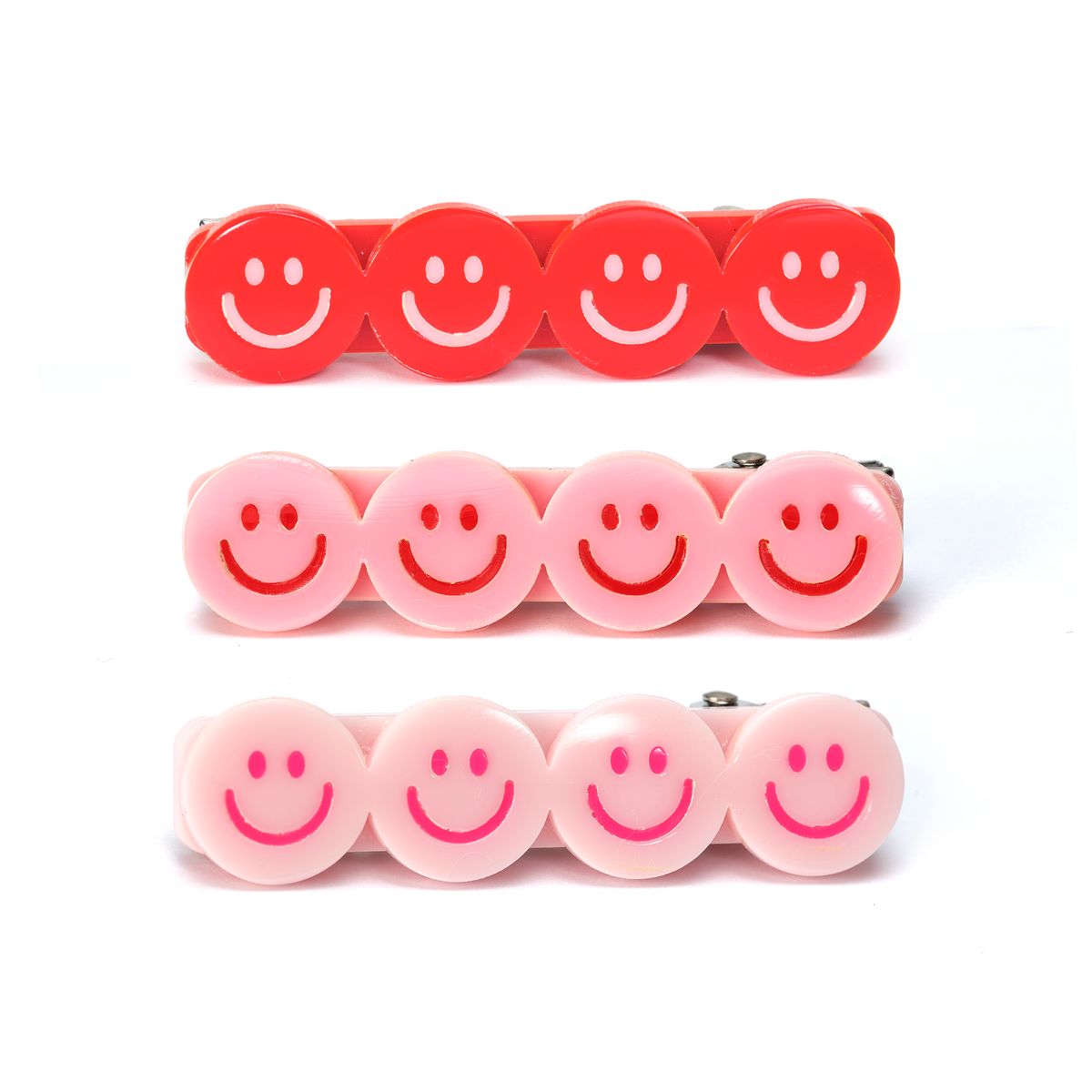 Happy Faces Pink Red Shades Hair Clips - Lilies & Roses NY