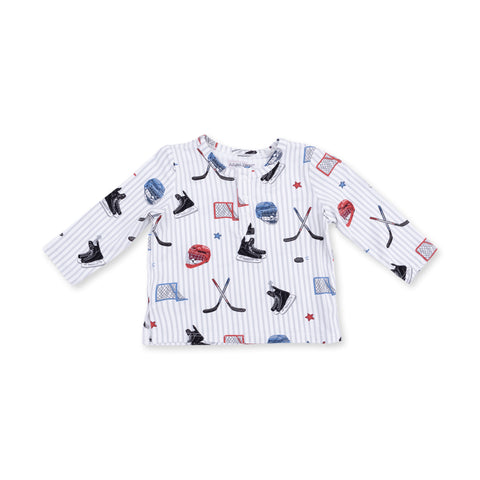 Long Sleeve Henley Shirt - Hockey Stripe