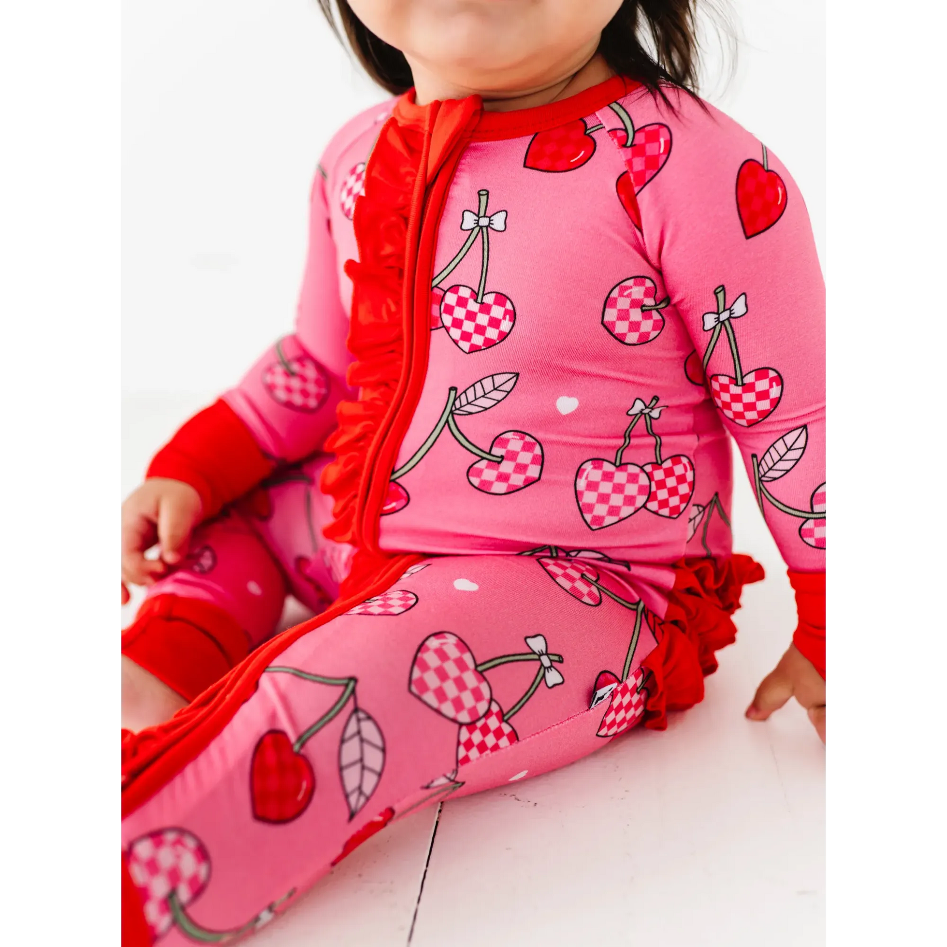 I Love You Cherry Much Ruffle Convertible Footie - Kiki + Lulu