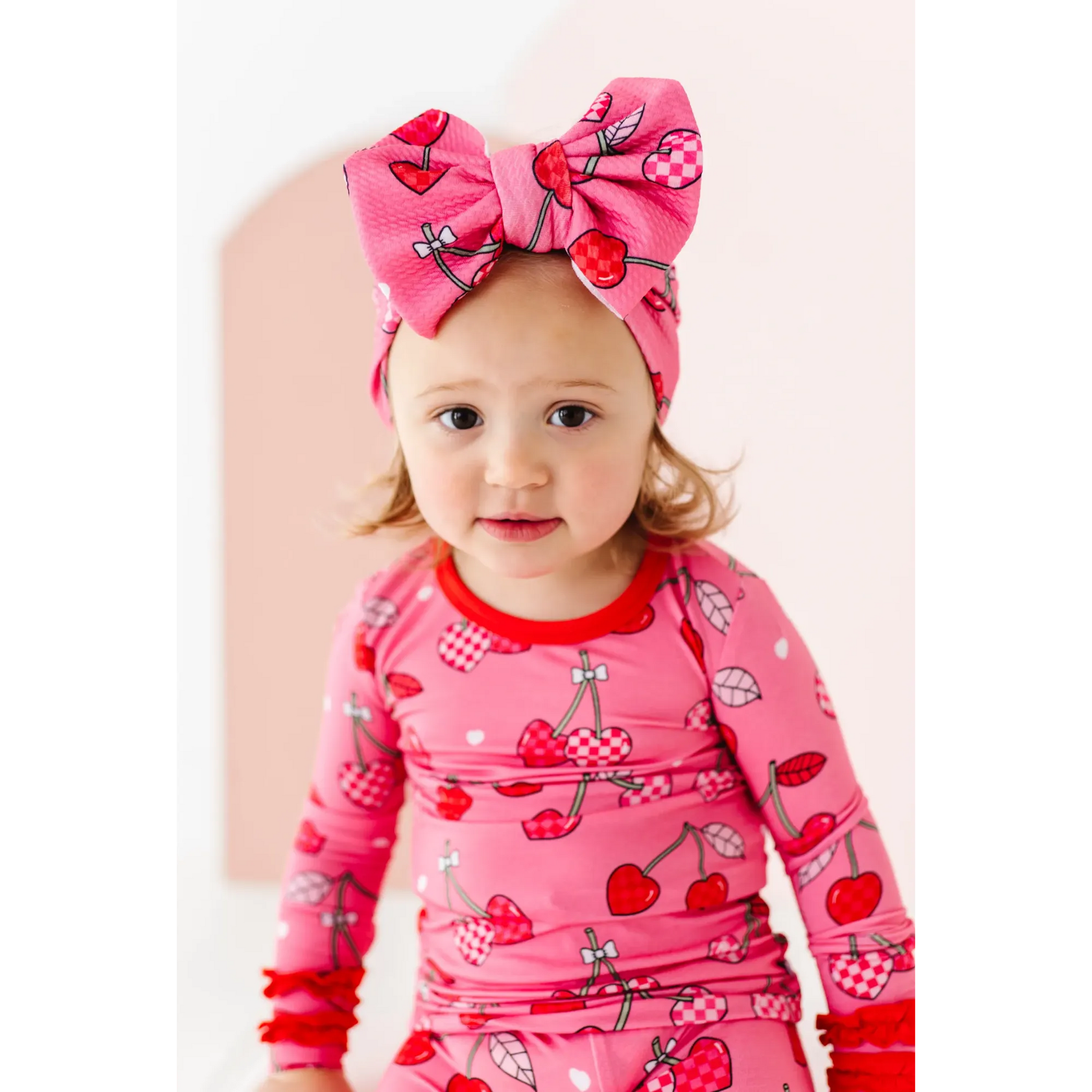 I Love You Cherry Much Ruffle Kids Bamboo Pajamas - Kiki + Lulu