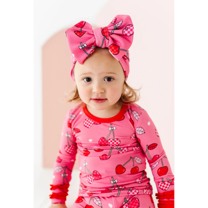 I Love You Cherry Much Ruffle Kids Bamboo Pajamas - Kiki + Lulu