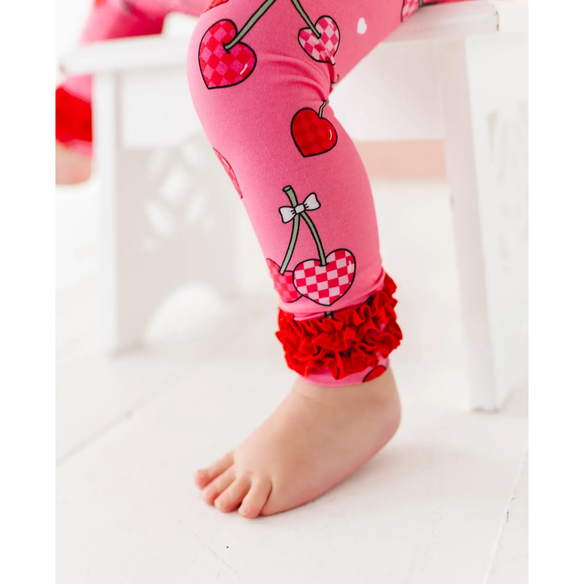 I Love You Cherry Much Ruffle Kids Bamboo Pajamas - Kiki + Lulu