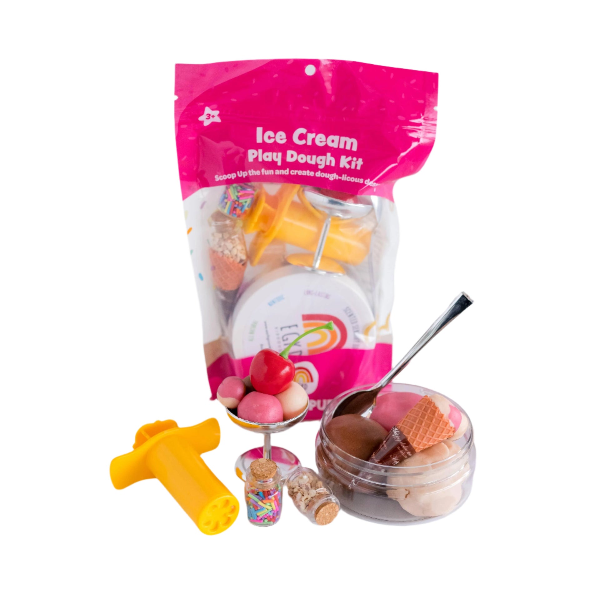 Ice Cream (Neapolitan) Play Dough Kit - Earth Grown KidDoughs